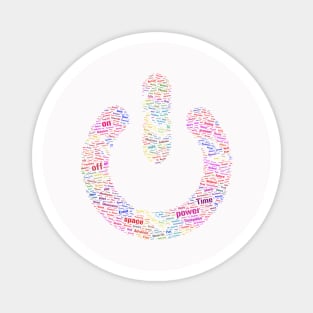 Power Button Silhouette Shape Text Word Cloud Magnet